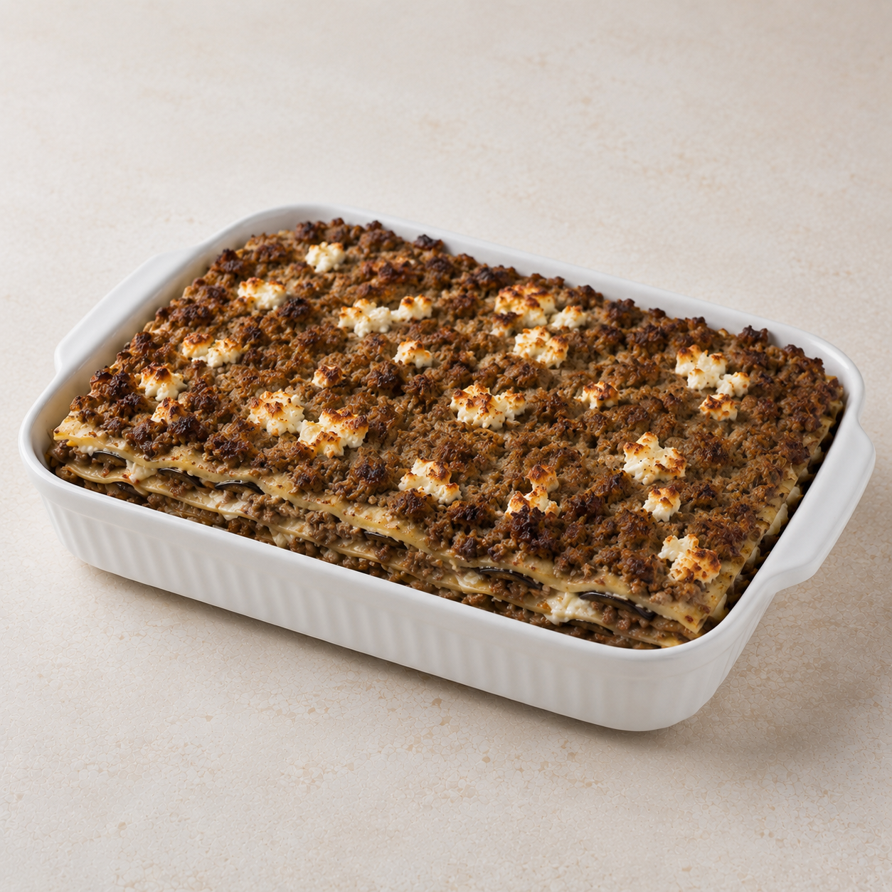 Lamb, Eggplant, & Feta Strata